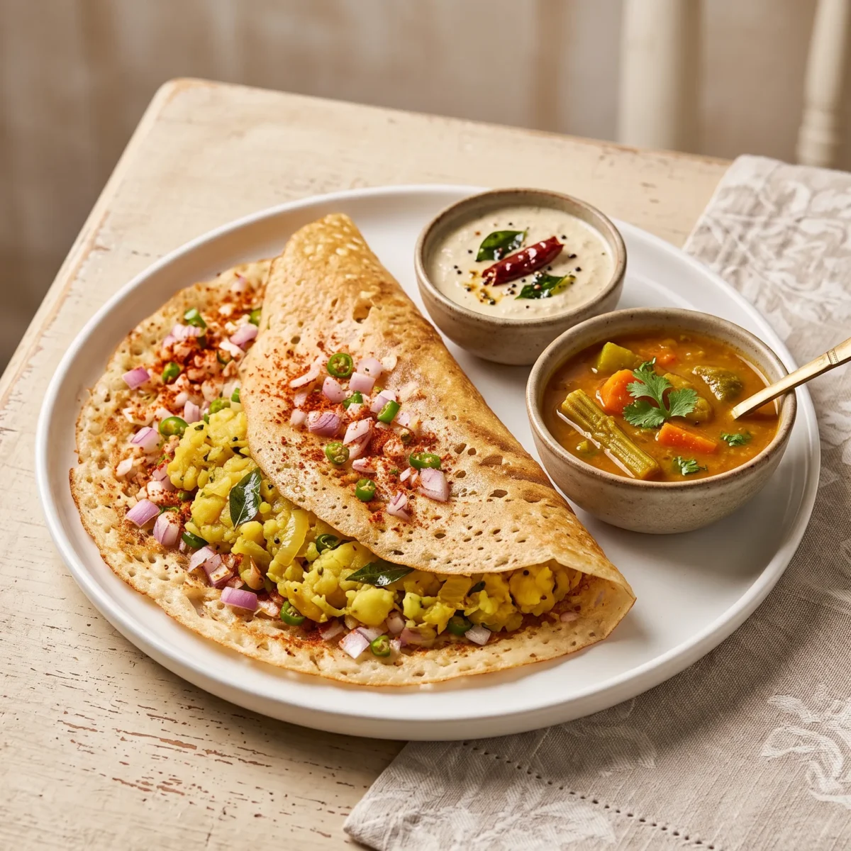 Onion Chili Masala Dosa