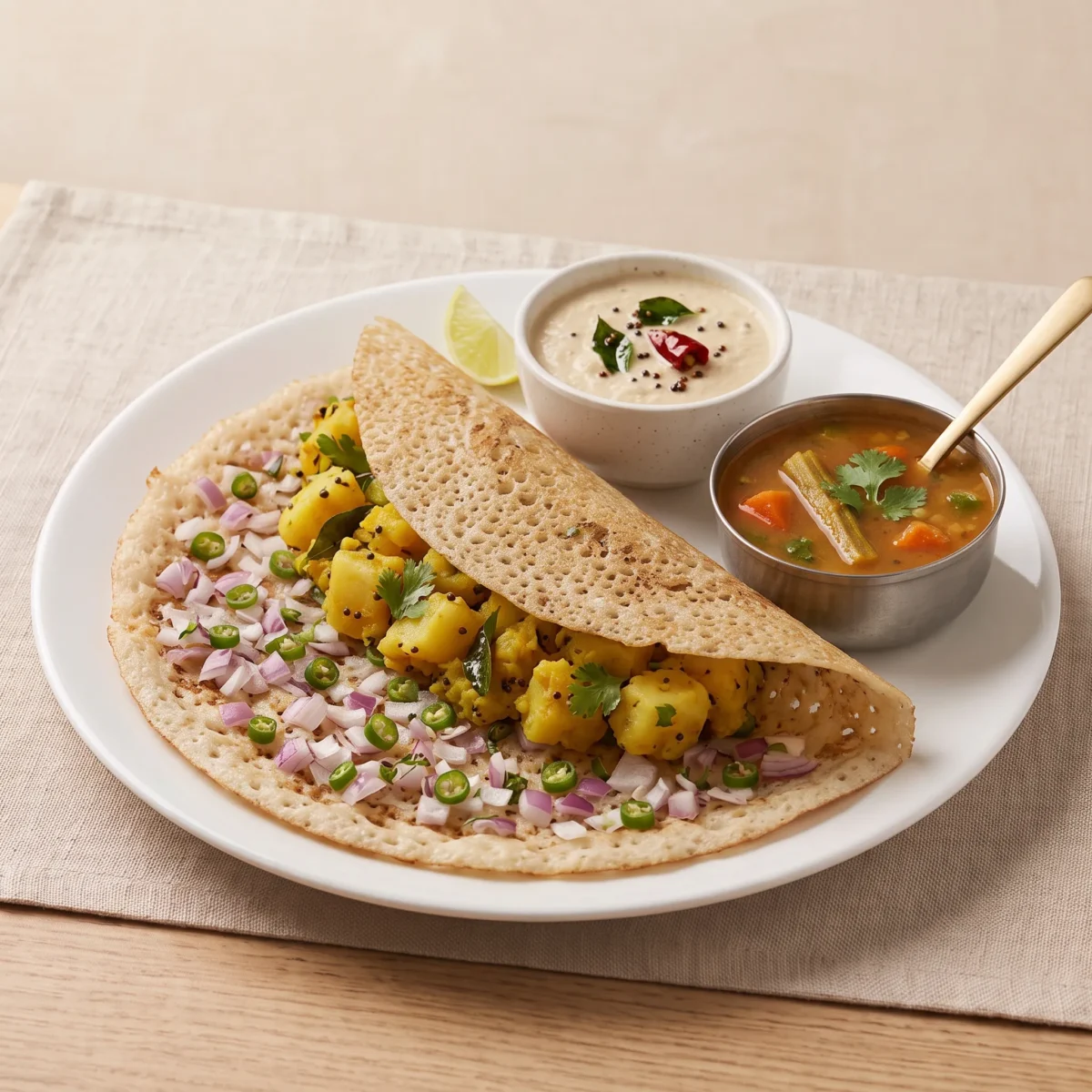 Rava Onion Chili Masala Dosa